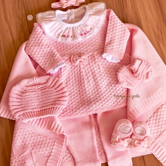 Saída Maternidade Tricot Bordada 4 Peças Pipoquinha