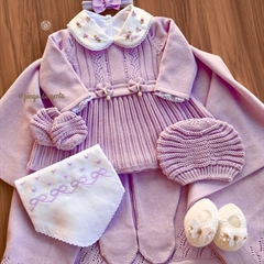 Saída Maternidade Tricot Bordada 4 Peças Amorinha