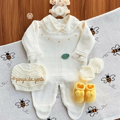 Saída Maternidade Tricot Bordada 3 Peças Honey