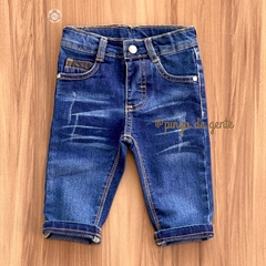 Calça Jeans Detalhe Couro Bebê