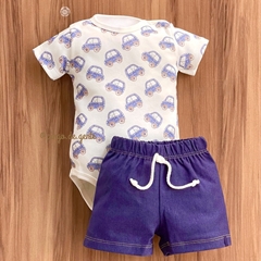 Conjunto Body e Short Bordado Fofinho Bumbum Cars