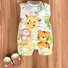 Romper Algodão Bordado Fofinho Safari Baby