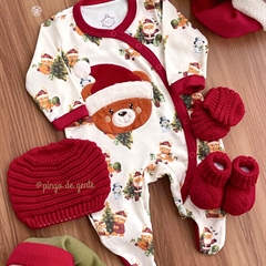 Macacão Algodão Bordado Ursinho Snow