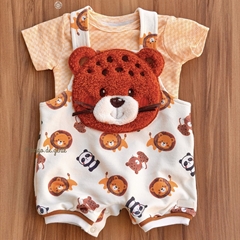 Romper Algodão Bordado Fofinho com Body Tigre Bernard