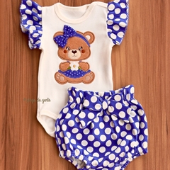 Conjunto Body Bordado Fofinho com Tapa Fralda Ursinha Georgia
