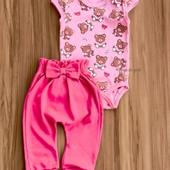 Conjunto Body e Calça Bordado Fofinho Ursinha Cora