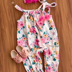 Macacão Algodão Alcinhas Floral Fiorella