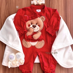 Macacão Algodão Bordado Fofinho Ursinha Serafina