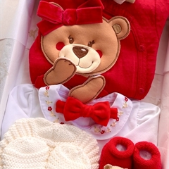 Macacão Algodão Bordado Fofinho Ursinha Serafina