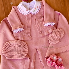 Saída Maternidade Tricot Bordada 4 Peças Bubbles