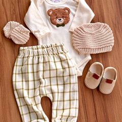 Conjunto Body Bordado e Calça Plush Ursinho Matteo