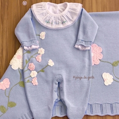 Saída Maternidade Tricot Bordada 3 Peças Florale