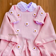 Saída Maternidade Tricot Bordada Personalizada 3 Peças Daisy